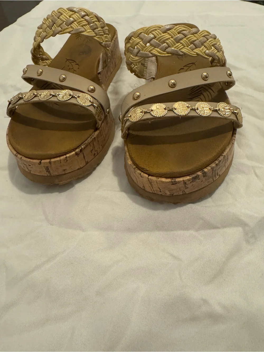 Jellypop Braided Yellow & Tan Platform Sandals